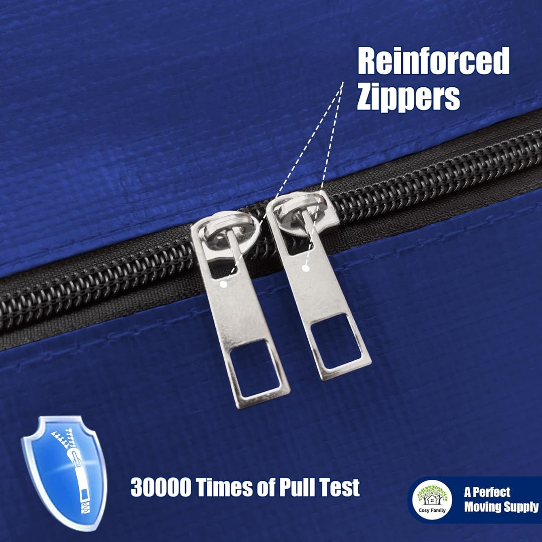 Cosy Family 4 Pack Heavy Duty Extra Large Moving Bags with Backpack Straps - Strong Handles & Zippers, Storage Totes For Space Saving, Fold Flat, Alternative to Moving Box