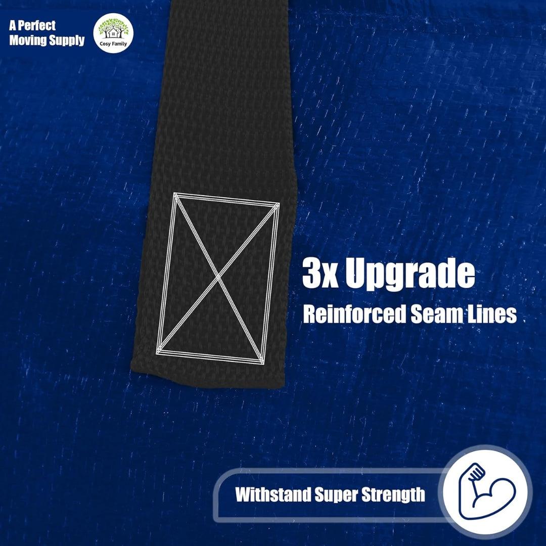 Cosy Family 4 Pack Heavy Duty Extra Large Moving Bags with Backpack Straps - Strong Handles & Zippers, Storage Totes For Space Saving, Fold Flat, Alternative to Moving Box