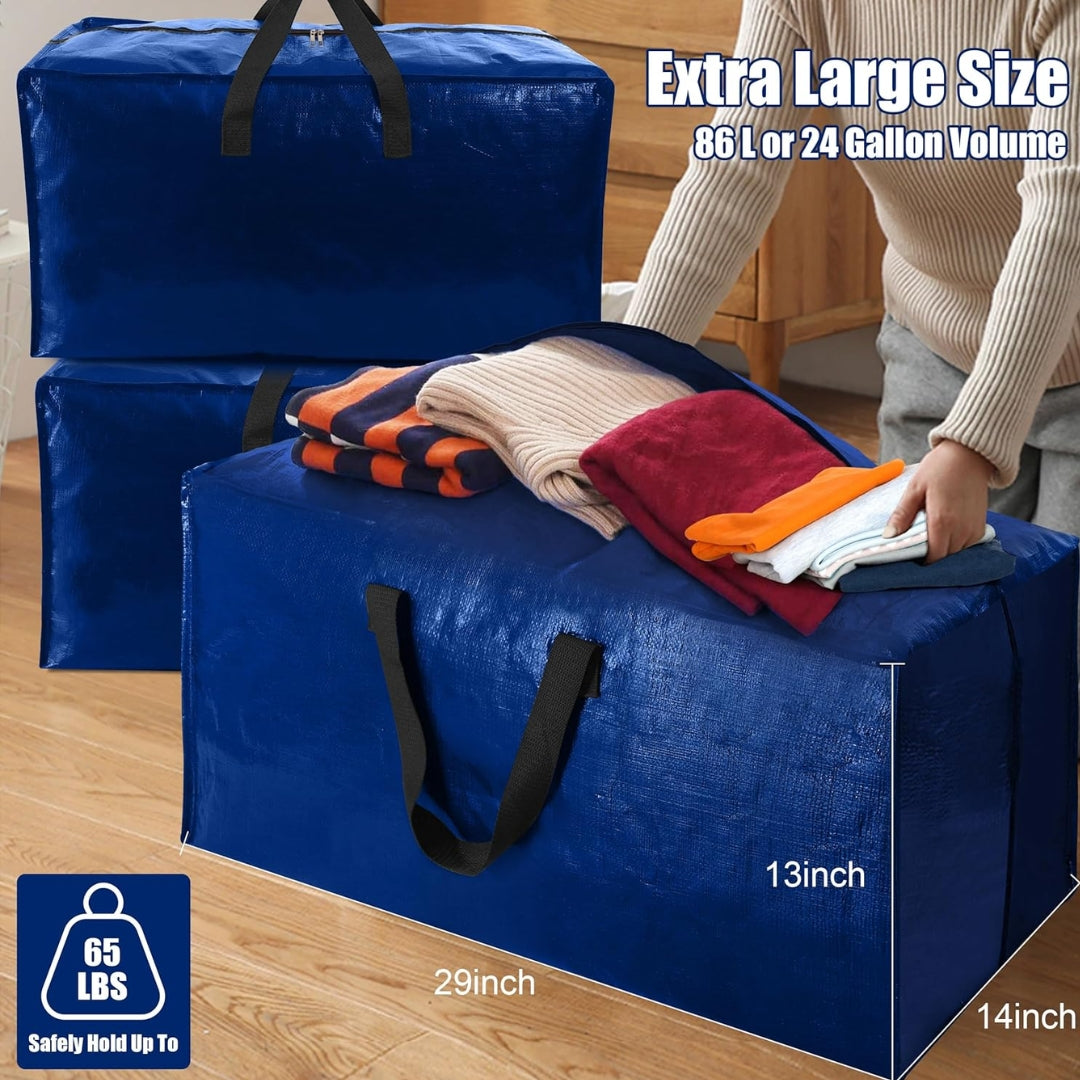 Cosy Family 4 Pack Heavy Duty Extra Large Moving Bags with Backpack Straps - Strong Handles & Zippers, Storage Totes For Space Saving, Fold Flat, Alternative to Moving Box