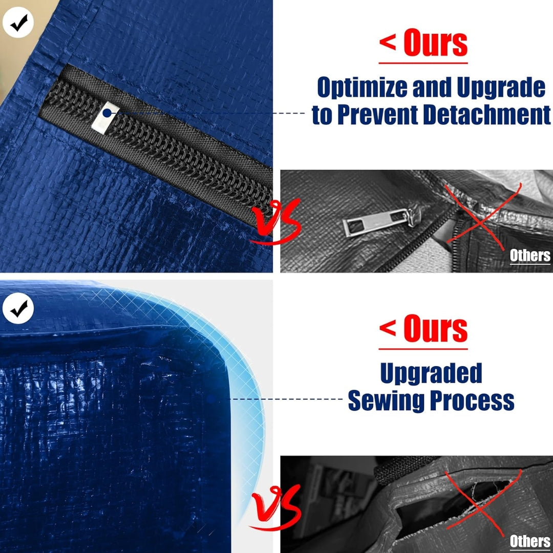 Cosy Family 4 Pack Heavy Duty Extra Large Moving Bags with Backpack Straps - Strong Handles & Zippers, Storage Totes For Space Saving, Fold Flat, Alternative to Moving Box