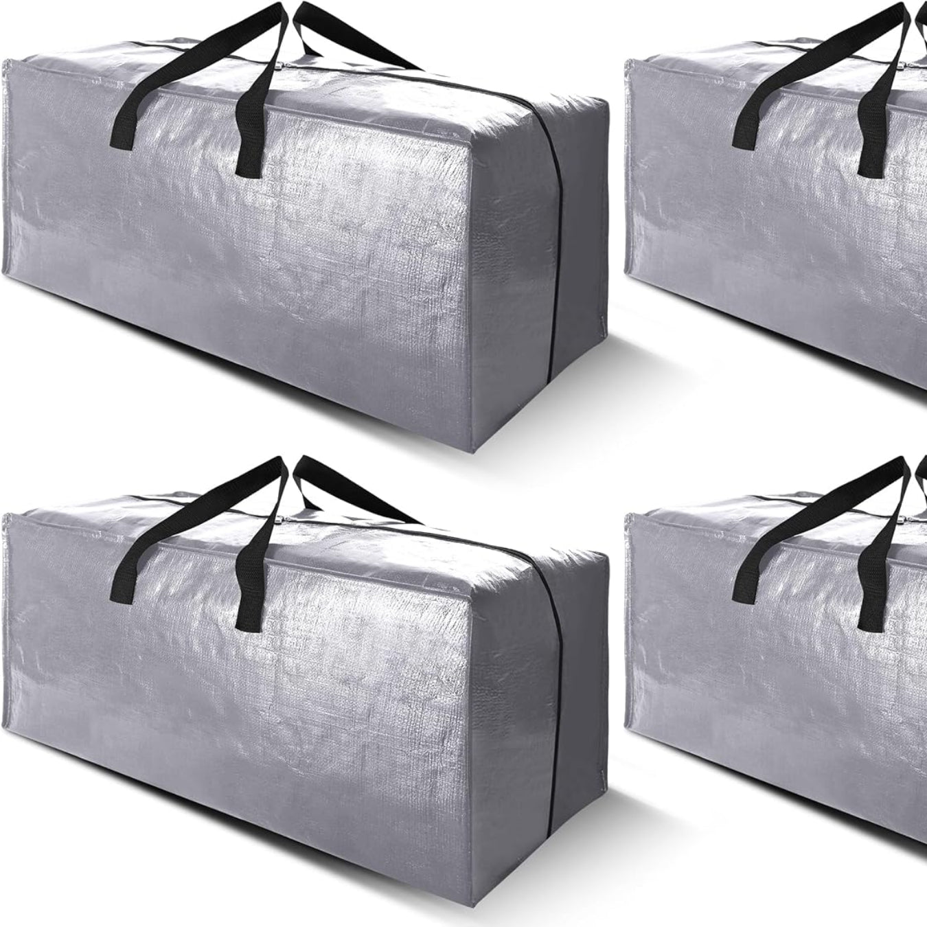 Cosy Family 4 Pack Heavy Duty Extra Large Moving Bags with Backpack Straps - Strong Handles & Zippers, Storage Totes For Space Saving, Fold Flat, Alternative to Moving Box